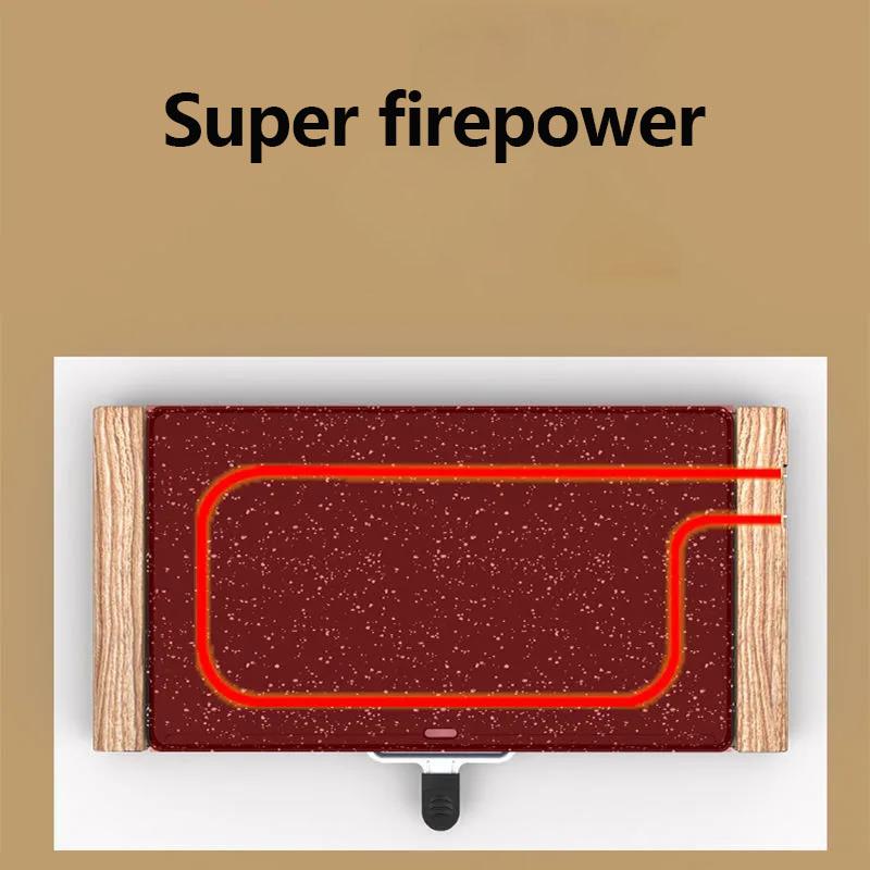 1700W Wooden Handle Medical Stone Oven Electric Grill BBC Machine Bakeware Flat Bottom Frying Pan  Kitchen Supplies