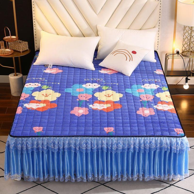 Flannel Lace Bed Skirt One-piece Large Bed Sheet Thickened Simmons Protective Cover
