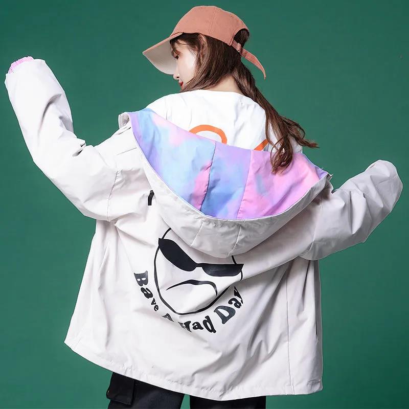 Reversible Jacket Women Loose Spring and Autumn Baseball Uniform Jacket Double-sided Wear Top