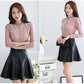 Fashion Trend Ladies Lace Sweater Autumn and Winter Slim Sexy Plus Velvet Thick Warm Blouse