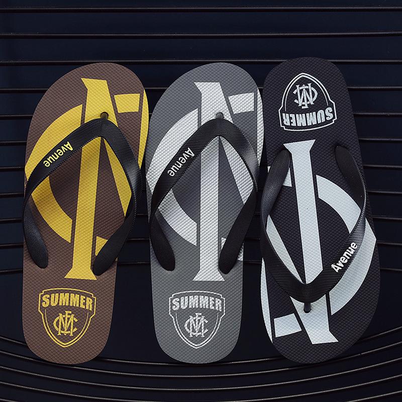 Designer Printed Black Men's Flip-Flops Soft Comfortable Non Slip Summer Beach Slippers Men Couple Outdoor Flat Mens Slippers