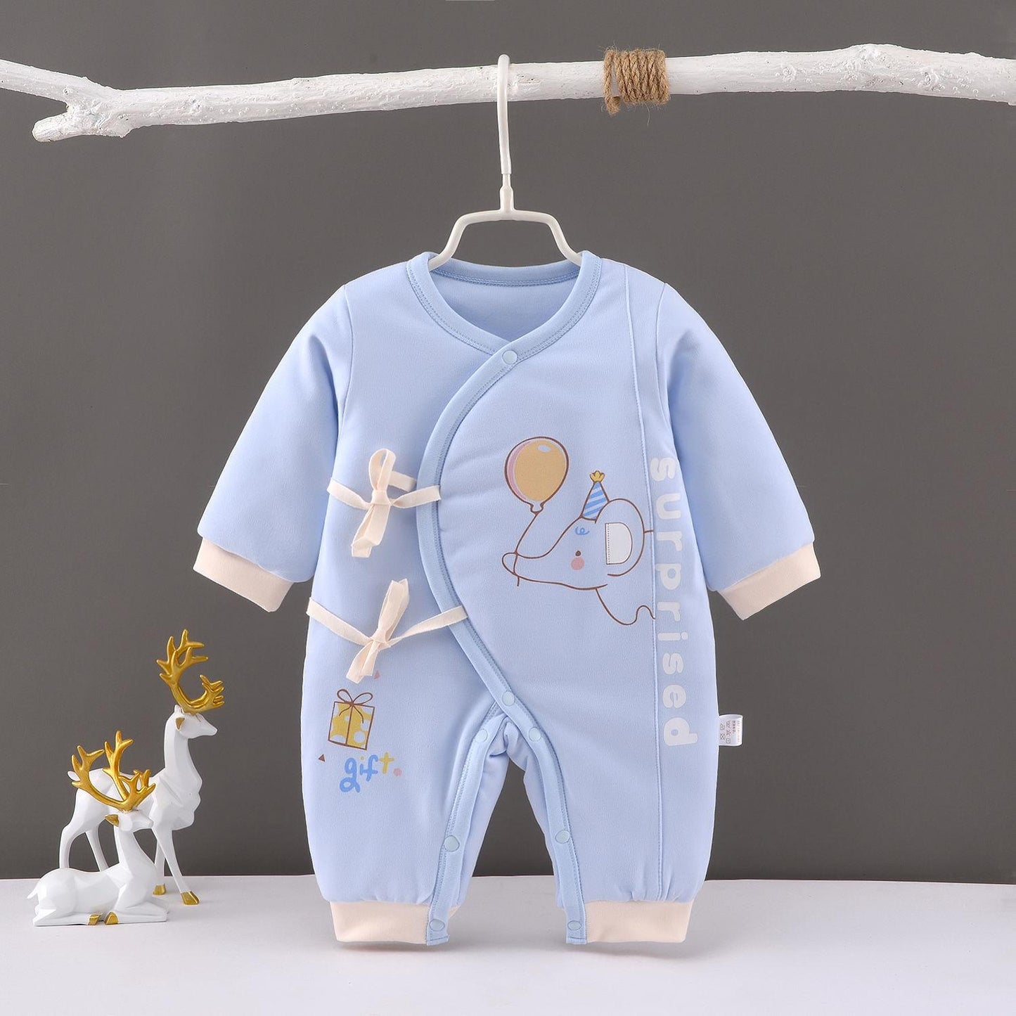 Newborn Baby Bandage One-piece Clothes Cotton Clothes Autumn and Winter Neonatal Long Sleeve Climbing Clothes Men's and Women's Baby Cotton Clothes