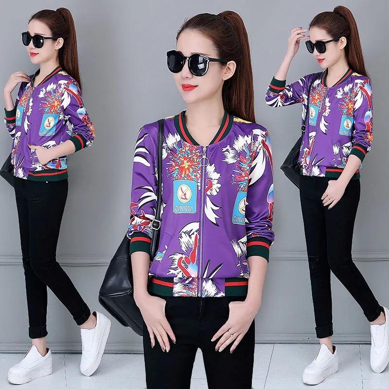 M-5XL Large Size Spring and Autumn Short Coat Women's All Match Flower Baseball Uniform Casual Top Short Jacket Thin Coat