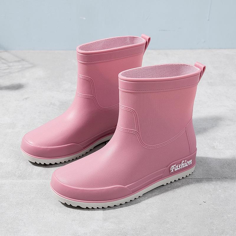 Waterproof Rain Boots for Girls Women Work Shoes Non Slip Anti Skip Water Shoes Pink Boots PVC 36-40 Size Fashion