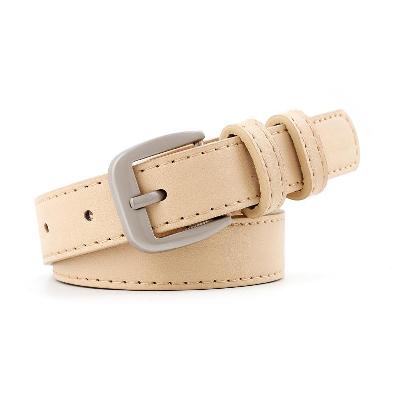 Waist Belt Teenager Boys Girls Students Buckle Waist Belt Leather Solid Color
