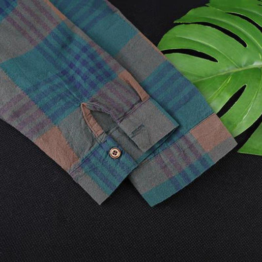 Plaid Cotton Shirt Women's Long-sleeved Casual Mid-length Loose Women's Shirt Slimming Cardigan Jacket Fabric Is Soft and Breathable