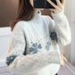 Autumn and Winter Women's Sweater Turtleneck Loose Thick Warm Pullover Korean Print Top