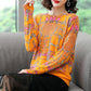Plus Size Women Woollen  Sweater Printed  Knitted Pullover Sweaters O-Neck Loose Warm Jumper Outwear