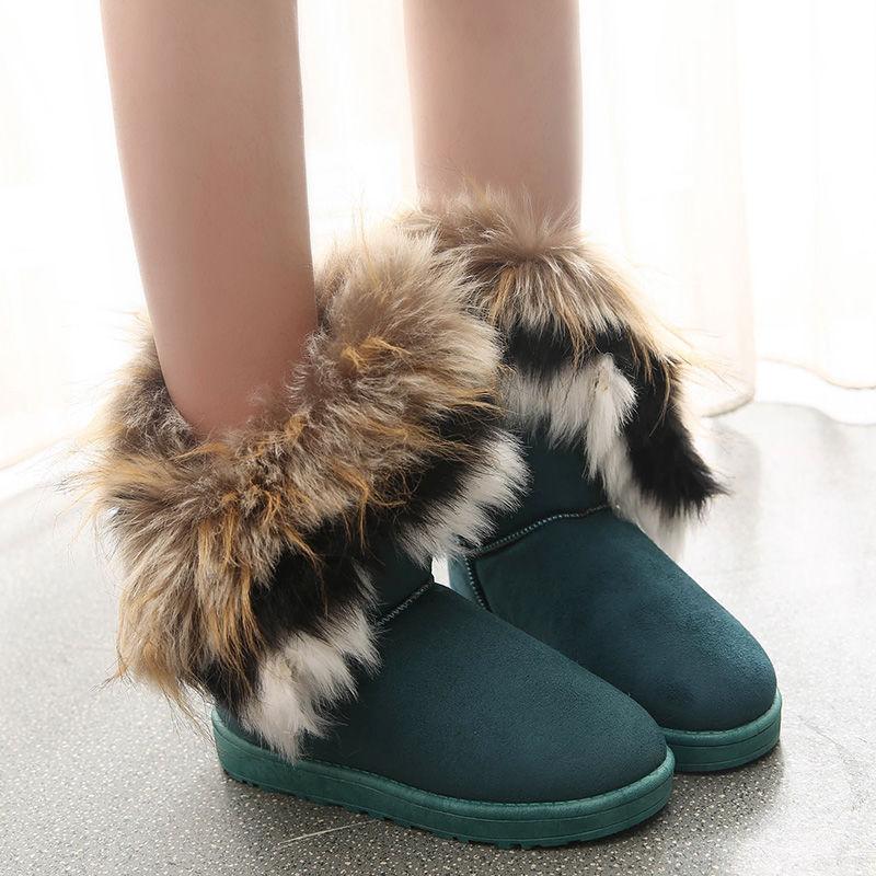 Cotton Shoes Women's Winter Plus Velvet Snow Boots Women's Long Tube Hairy Edge High Waist Thick Bread Shoes Tide