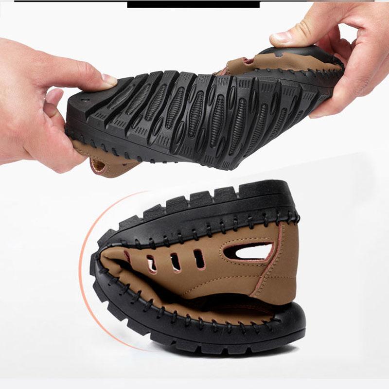 Men's Genuine Leather Breathable Leather Sandals Men's Casual Hollow Hole Shoes Non-slip Soft Sole Leather Sandals