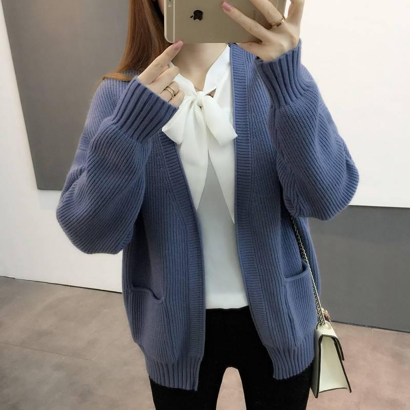 Cardigan Sweaters Women Autumn Winter Fashion Long Sleeve Knitted Sweaters Loose Cardigan Coat