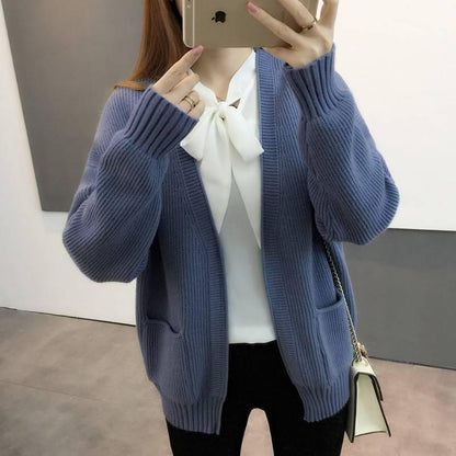 Cardigan Sweaters Women Autumn Winter Fashion Long Sleeve Knitted Sweaters Loose Cardigan Jacket