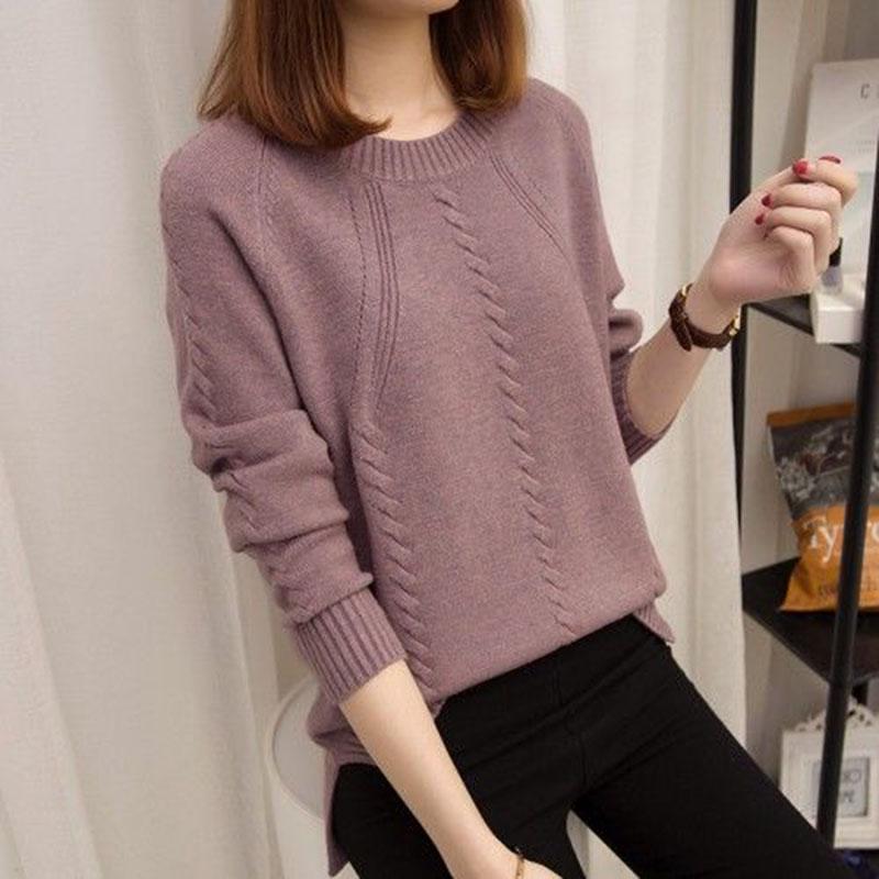 Long Sleeve Sweater Soft Loose Top Sweater Women's Fashion Autumn Winter Round Neck Sweater