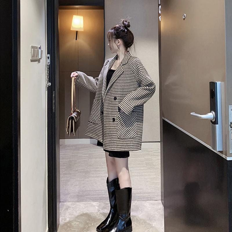 Fashion Autumn Women Plaid Blazers  Jackets Work Office Lady Suit Slim  Business Female Blazer Coat Talever