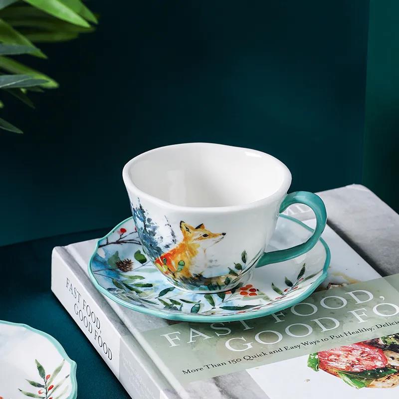 Nordic High-end Coffee Cup Net Red Coffee Cup Ins Afternoon Tea Tea Set with Spoon High Value Flower Tea Cup and Saucer Set