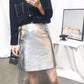 Short Faux Leather Skirts Women 2020 Sexy Slim Thin Package Hip High Waist Pencil Skirt Silver