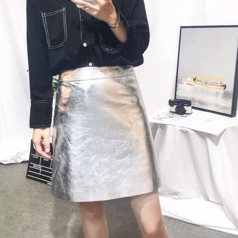 Short Faux Leather Skirts Women 2020 Sexy Slim Thin Package Hip High Waist Pencil Skirt Silver