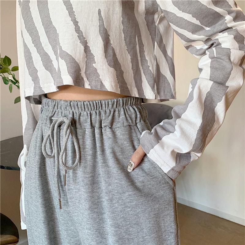 Drawstring Drawstring Pants Female Student Ins Harajuku Style High Waist Straight Casual Wide-leg Sports Harem Pants