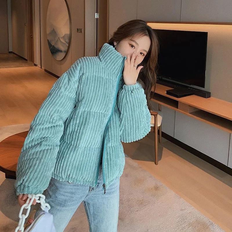 Corduroy Down Padded Jacket Women's Winter Thick Loose Cotton-padded Jacket Cotton-padded Jacket Short Bread Clothing Trend