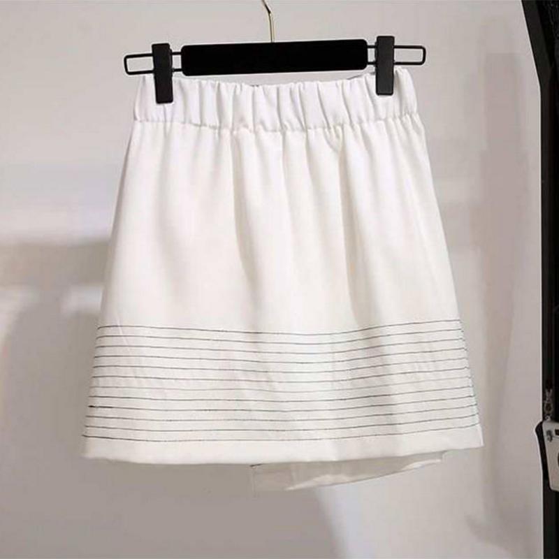 Pofulove Cotton T-shirt Set Women Summer Irregular T-shirt Skirt Two-piece Plus Size Skirt Suits