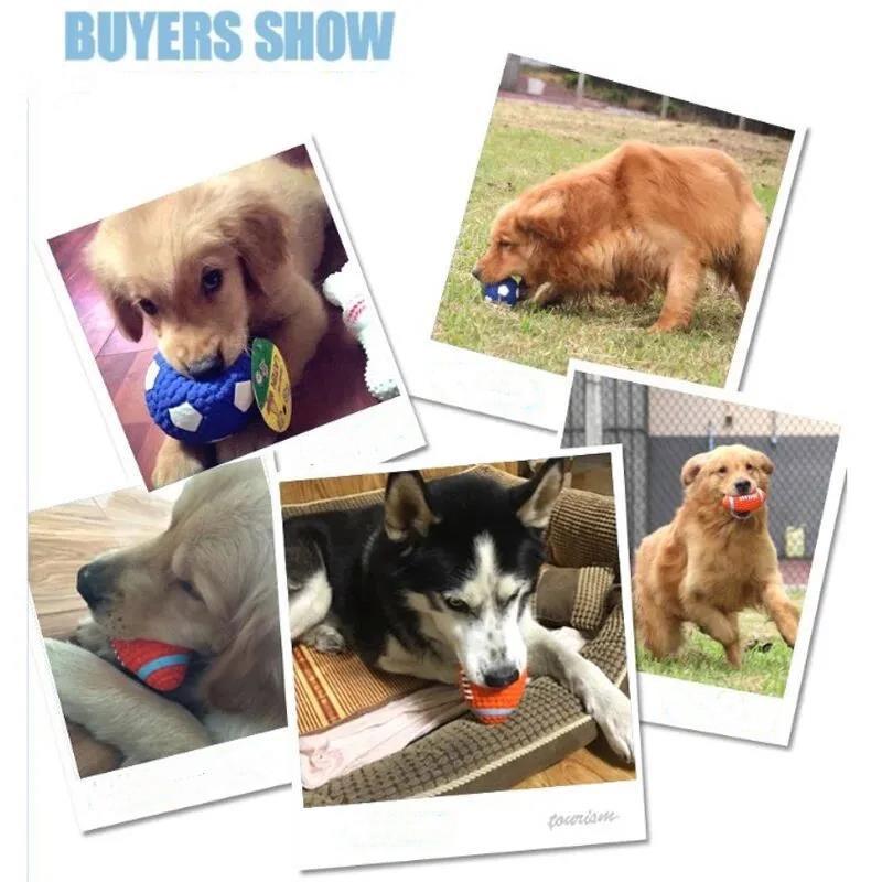 Cats Dogs Toys Bite-resistant Teething Sound Latex Ball Toy Dog Training Artifact Large and Small Dogs Relieve Boredom Vent Play Fun Chewing Toy