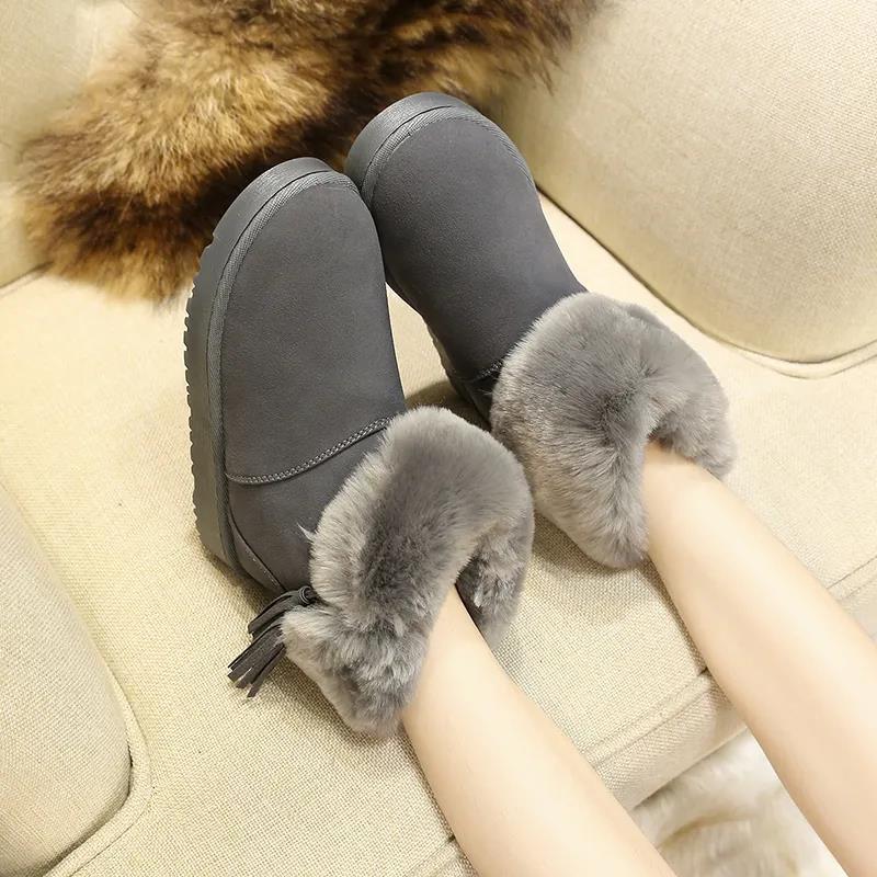 Fringed Snow Boots Thick-soled Ladies Short Boots Winter Waterproof Non-slip Cotton Shoes Wild Plush Boots