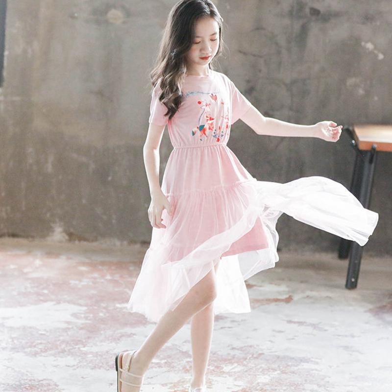 Girls' Summer Clothes Children's Clothes Western Style Net Red Dress Summer Big Boy Girl Princess Skirt Summer Style