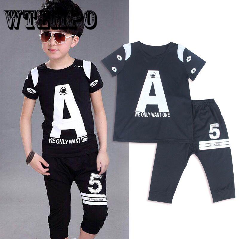 Summer Baby Boys Girls Clothes Sets Short Sleeve Letter Print T-shirt Tops+Shorts Outfits