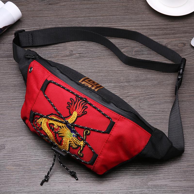 Waist Bag Men Portable Large Capacity Embroidered Chest Bag Shoulder Bag Outdoor Sports Shoulder Bag