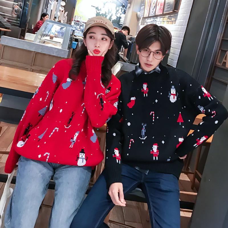 Loose Long sleeve sweater Winter Round neck sweater large size Christmas clothing sweater