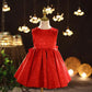 Red Children's Evening Dress Wedding Flower Girl Dress Princess Skirt Girl Baby Sweet Temperament Tutu Skirt Round Neck Sleeveless Waist