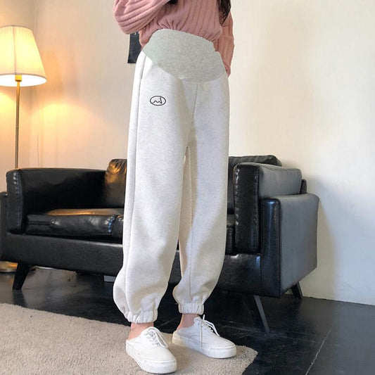 Pregnant Women Wear Trousers Outside In Winter, Plush and Thickened Sports Leggings, Warm Foot Guard Pants, Autumn and Winter Cotton Pants
