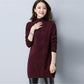 Women Winter Turtleneck Knitwear Dress Top Long Knitted Solid Color Thick Sweater Skirt