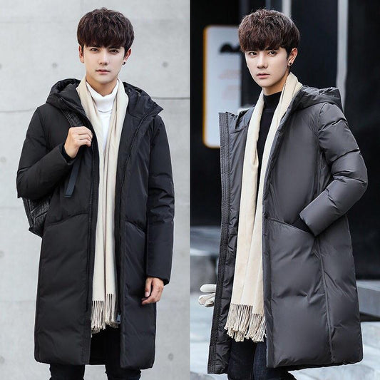Men's Medium Length Down Jacket Winter White Duck Down Warm Down Jacket