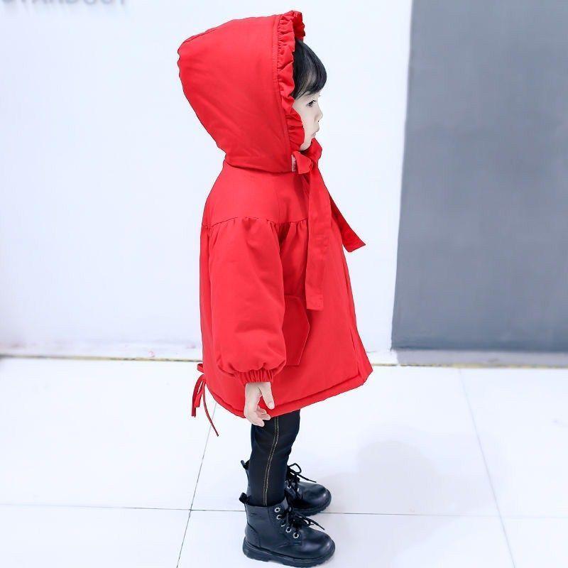 Korean Style Plus Velvet Padded Girls' Cotton Coat Winter Little Red Riding Hood Cotton Jacket
