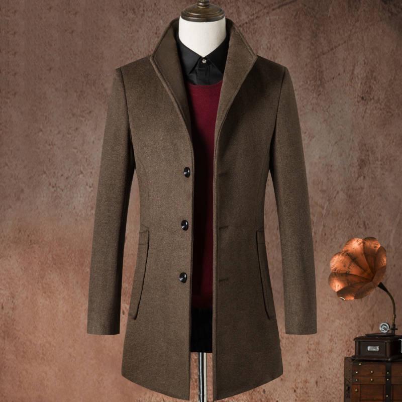 Men Woolen Coats Autumn Winter Solid Men's Wool Coats Luxurious Cashmere Coat Male Jacket