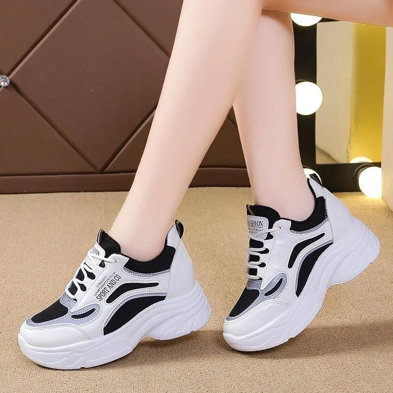 Women's Spring and Autumn Casual Versatile Shoes Waterproof Thick Sole High Heel Shoes Female Breathable Non Slip Flat Shoes