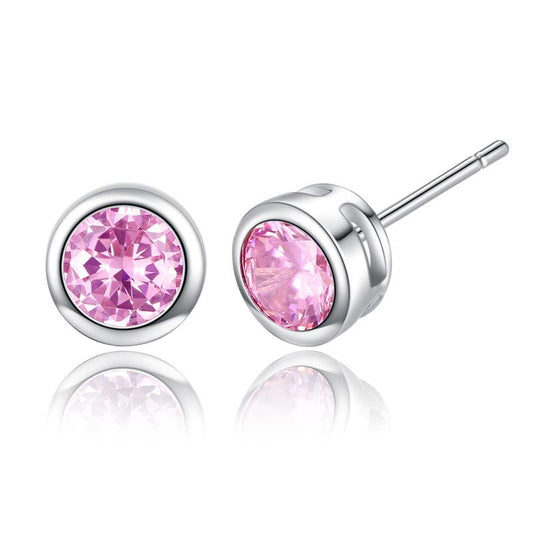 Cubic Zirconia Earrings Round Stud Earrings Multi-colored Zircon Earrings for Women Diamond Earrings