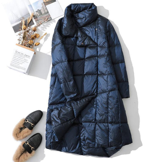 Winter Womens Down Jackets Long Ultra Light Thin Casual Coat Puffer Jacket Slim Remove Hooded Parka
