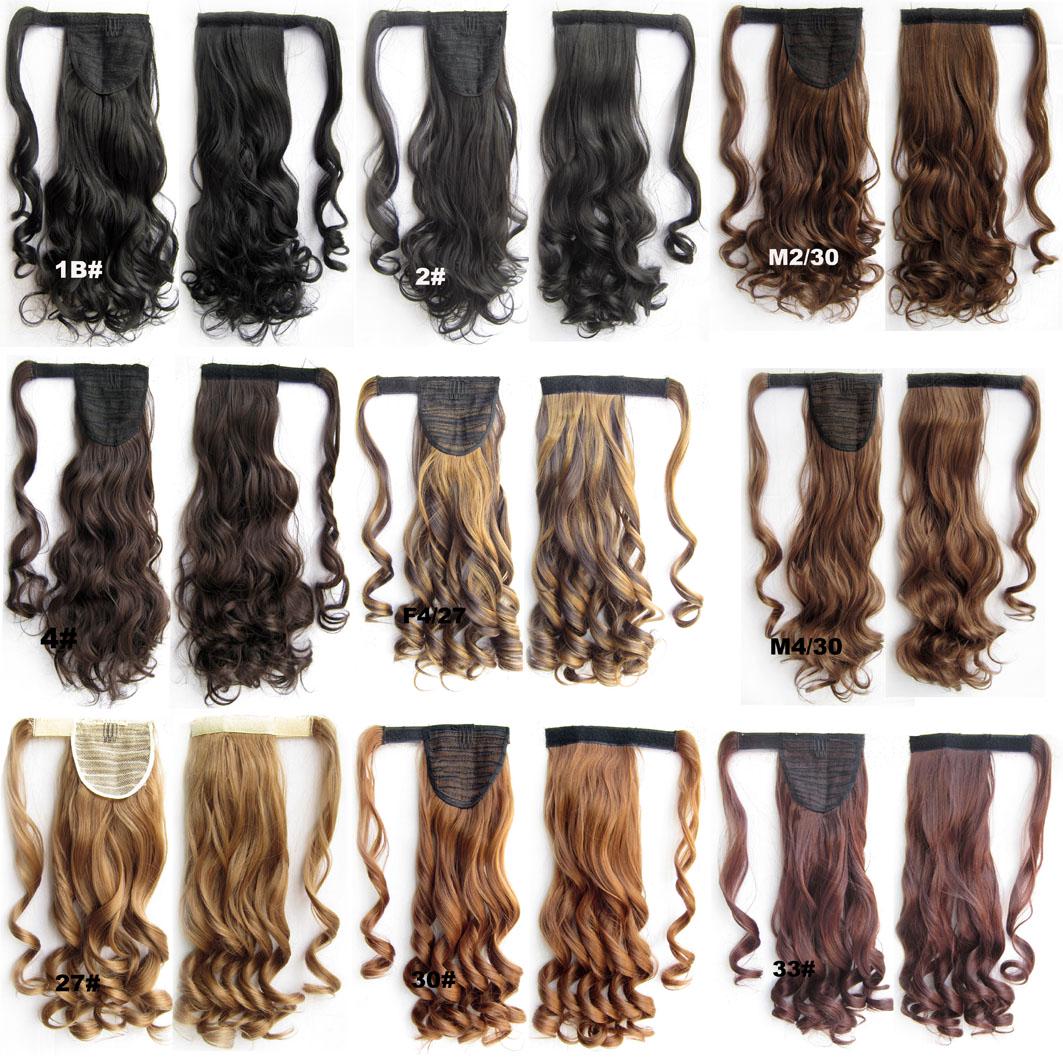 24" Long Wavy Wrap Around Clip In Ponytail Hair Extension Synthetic Natural Wave Pony Tail Fake Hair