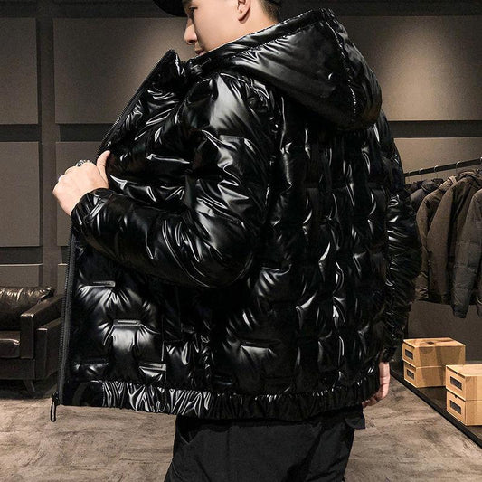 Down Jacket Male Students Korean Fashion and Handsome White Duck Down Jacket Winter Bright Face Thick Short Jacket