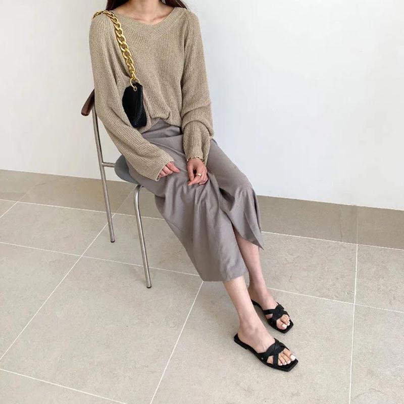 Slippers Women's Summer Flat Shoes Home Household Non-slip All-match Cross-belt Lazy Sandals Female Outer Wear