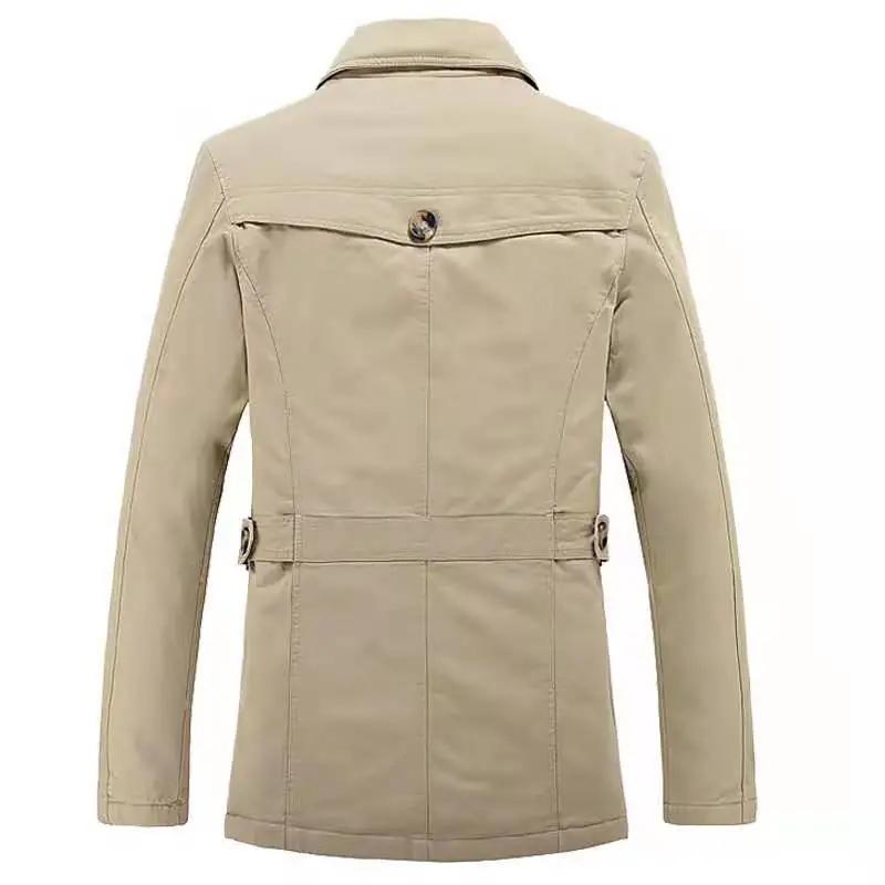 Fashion Trench Coat for Men Spring Autumn Casual Solid Cotton Plus Size Jackets Zipper Button Design Male Casual Jacket and Coat