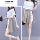 Summer Women's Suit Skirt Temperament Fairy Skirt Two-piece Dress Thin Shirt Skirt Black and White Dress Can Be Worn for Work