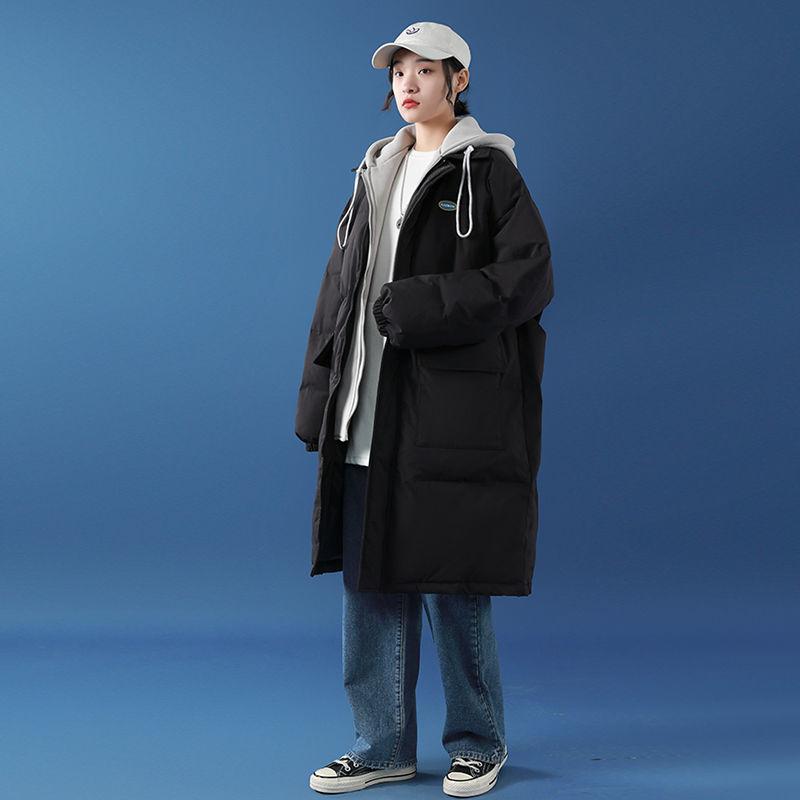 Winter Padded Jacket Female Student Korean Style Loose Mid-length Fake Two-piece Bread Suit Ins Hooded Cotton-padded Jacket