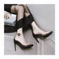 Europe and the United States sexy transparent open-toe buckle high-heeled sandals thin heel black