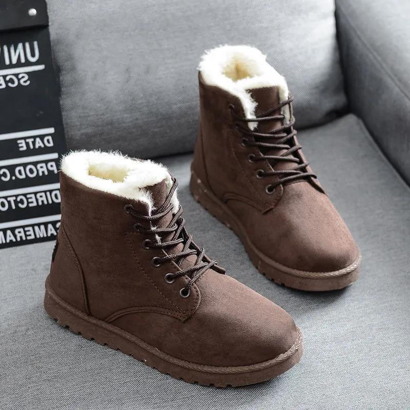 Women's Snow Boots Thicken Shoes Short Martin Boots Plus Fleece Women's Short Shoes