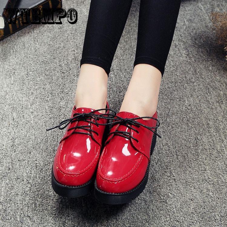 British Style Shoes Woman Lace Up Leather Derby Shoes Ladies Oxford Platform Shoes Wedges
