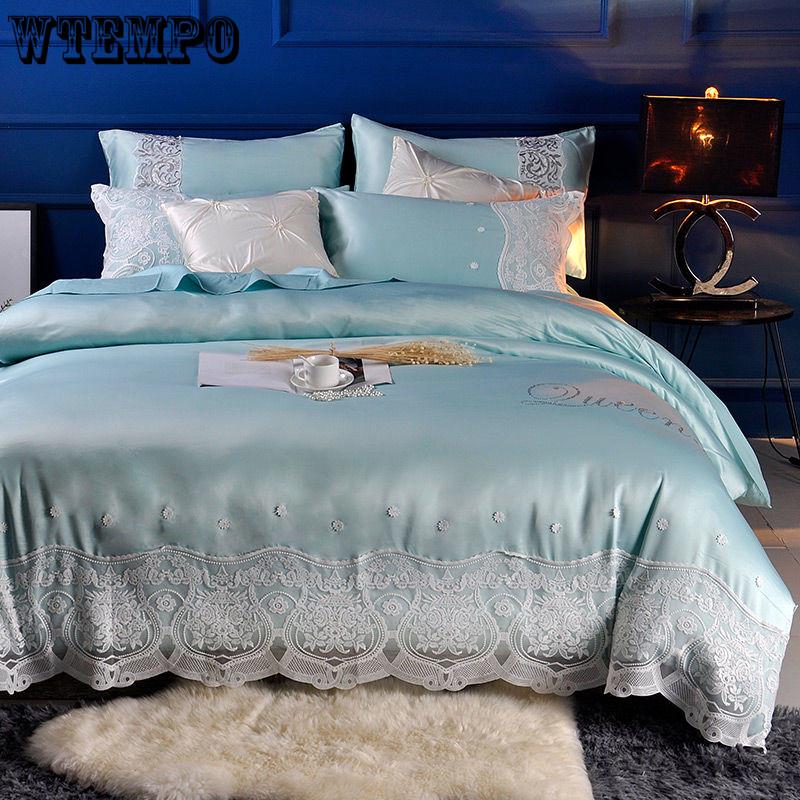 Luxury Duvet Cover Bedding Set Comforter Sets Double Bed Linen Linen Silk Pillowcase 4pcs