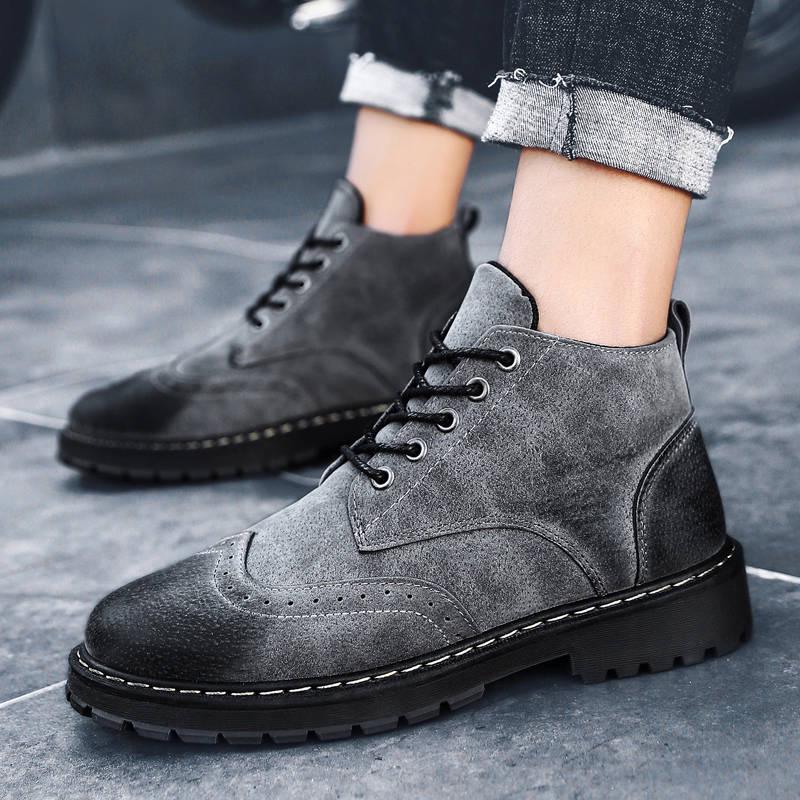 Autumn Winter Boots Men Casual High-Top Non-Slip Wear-Resistant Tooling Martins Boots Warm Snow Boot